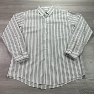 VINTAGE Arrow Dover Dress Shirt Mens 16.5 34/35 White Stripe‎ Button Down USA